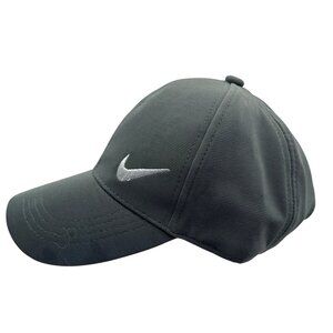 Nike Gray Baseball Cap With White Swoosh Logo & Adjustable Strap 99a